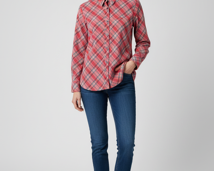 Thomas Burberry Pink Plaid Long Sleeve Button-Down Shirt