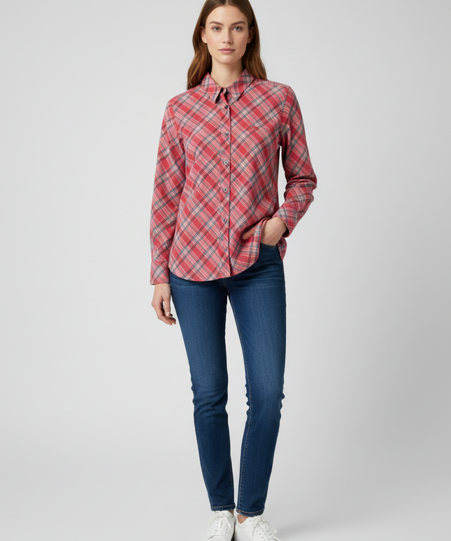 Thomas Burberry Pink Plaid Long Sleeve Button-Down Shirt