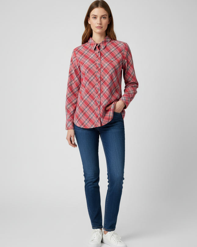 Thomas Burberry Pink Plaid Long Sleeve Button-Down Shirt