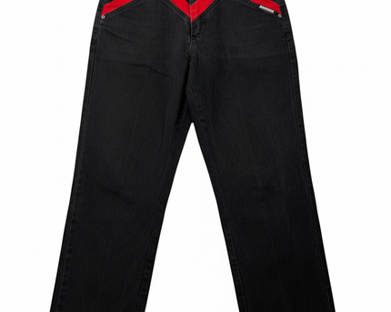 Roughrider by Circle T Vintage Black High-Waisted Western Jeans with Red Yoke