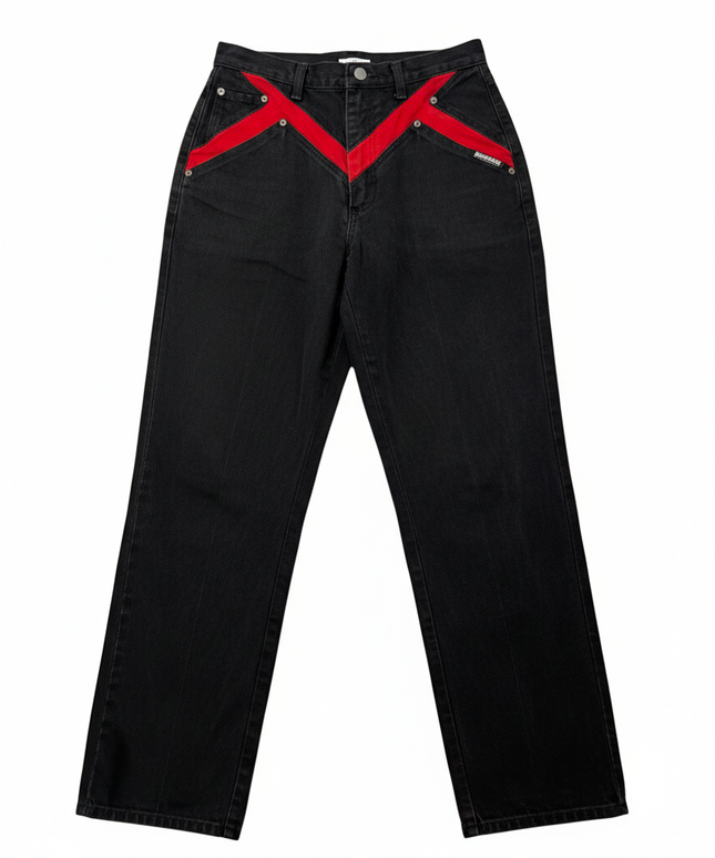 Roughrider by Circle T Vintage Black High-Waisted Western Jeans with Red Yoke