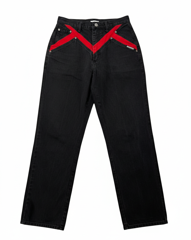 Roughrider by Circle T Vintage Black High-Waisted Western Jeans with Red Yoke