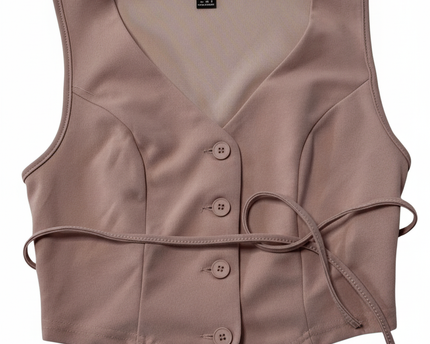 Dusty Rose Two-Piece Vest and Wide Leg Pant Co-ord Set