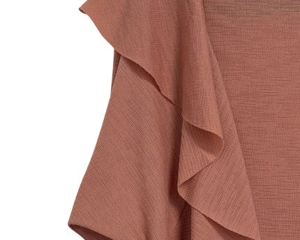 Zara Dusty Rose Textured Asymmetrical Ruffle Top