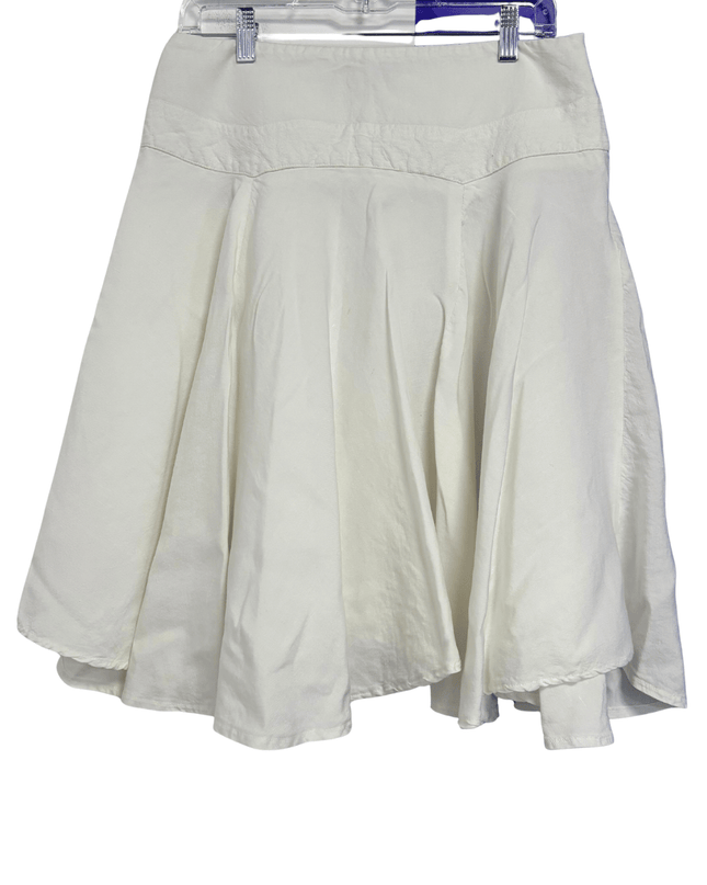 Larry Levine Flowy Ivory High-Waist Linen Blend Skirt