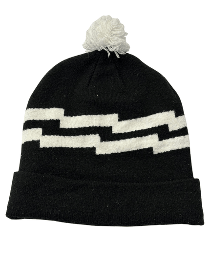 Nike Black & White Zig‑Zag Pattern Pom Beanie Hat