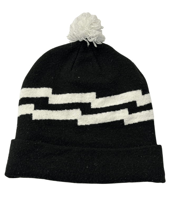 Nike Black & White Zig‑Zag Pattern Pom Beanie Hat