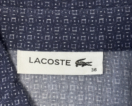 Lacoste Geometric Print Navy Blue Ombre Long Sleeve Shirt