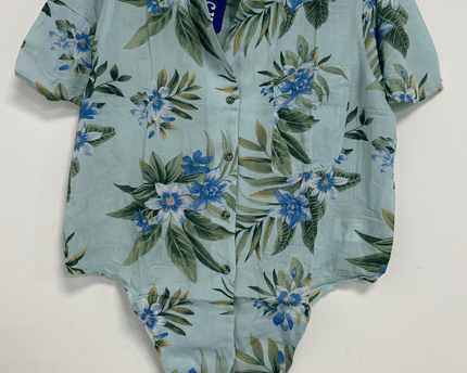 American Eagle Floral Pattern Short Sleeve Button-Up Shirt Aloha Style