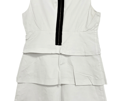 Zara Basic Layered White Sleeveless with Back Zipper Cotton Dress