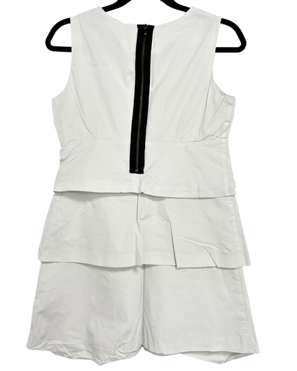 Zara Basic Layered White Sleeveless with Back Zipper Cotton Dress