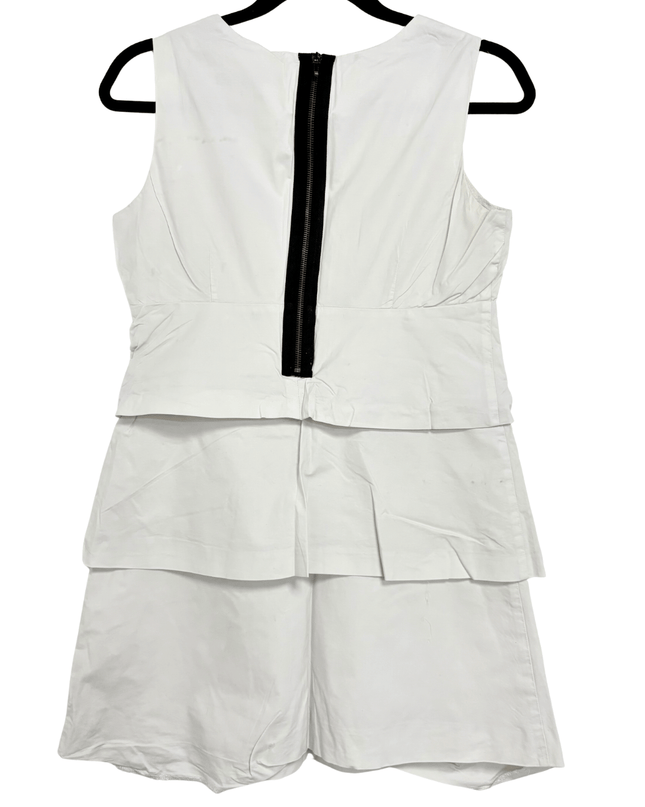 Zara Basic Layered White Sleeveless with Back Zipper Cotton Dress