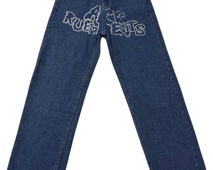 Ace Ruruets Galaxy Graphic Wide-Leg Blue Denim Jeans
