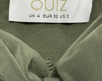 QUIZ Olive Green Ruched Knot Front Bodycon Mini Dress