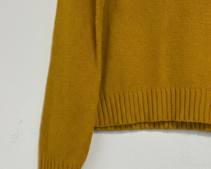 H&M Mustard Yellow Divided Crew Neck Knit Sweater