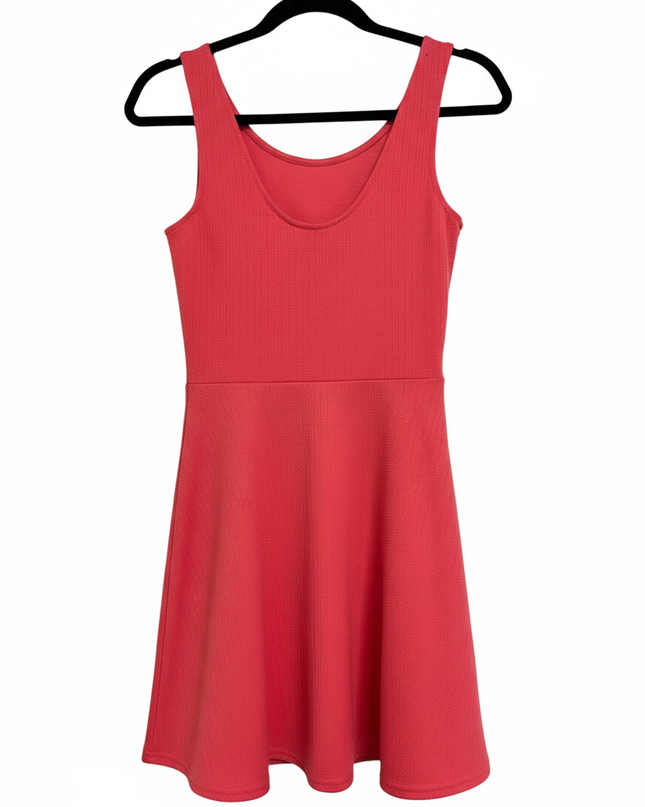 H&M Divided Coral Sleeveless Textured Fit and Flare Mini Dress