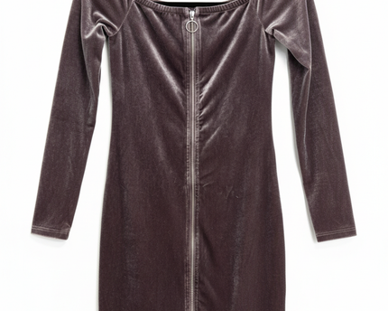Forever 21 Mauve Velvet Off-the-Shoulder Zip-Up Mini Dress