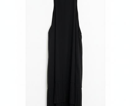 Splash Black Tiered Pleated Hem Halter Dress