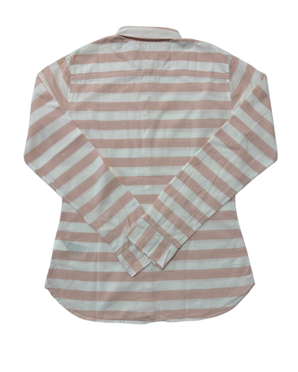 Tommy Hilfiger Pink & White Striped Fitted Long-Sleeve Shirt - XS