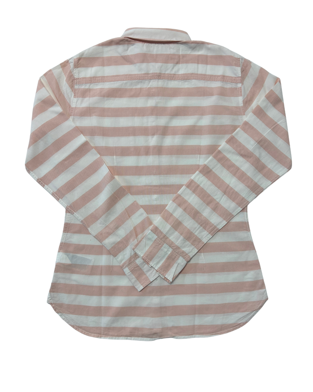 Tommy Hilfiger Pink & White Striped Fitted Long-Sleeve Shirt - XS