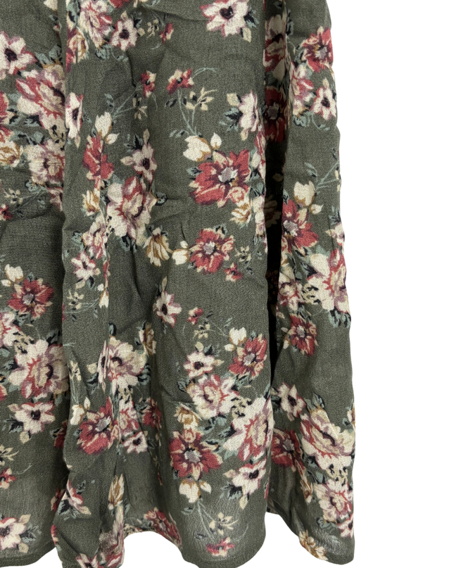 American Eagle Olive Green Floral Spaghetti Strap Mini Dress