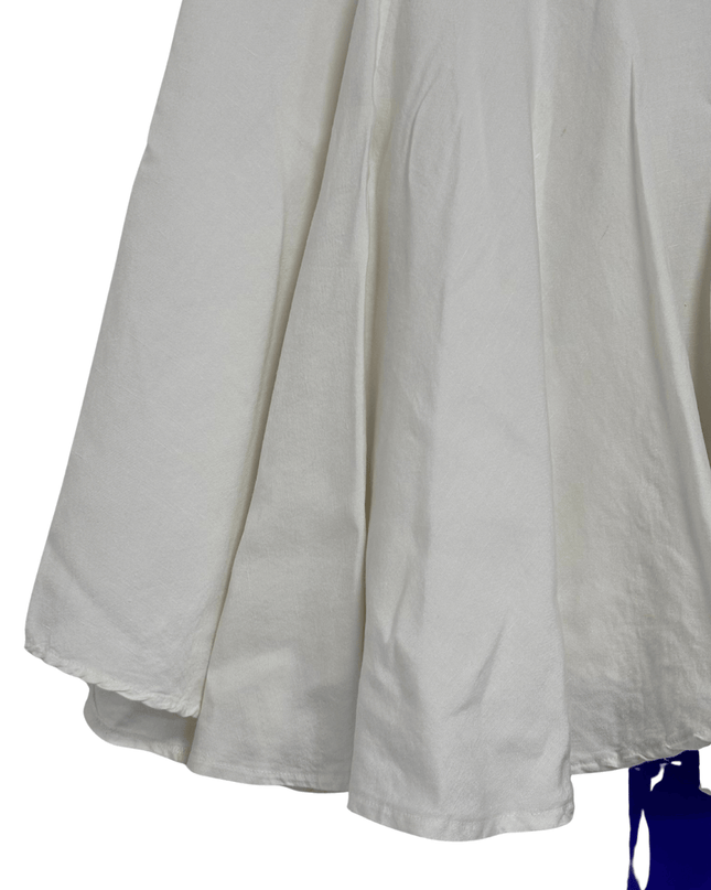 Larry Levine Flowy Ivory High-Waist Linen Blend Skirt