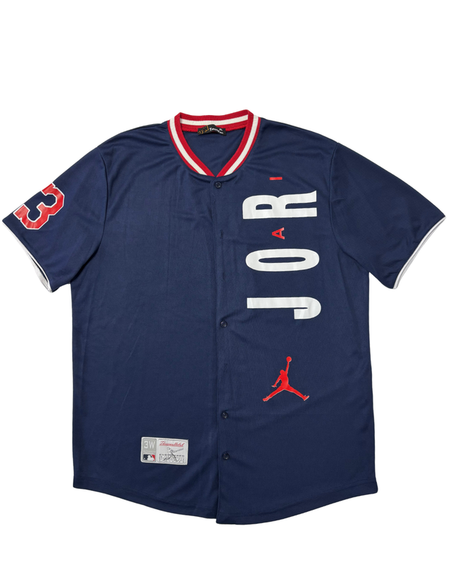 Three Wall Navy Blue “Jordan 23” Red & White Trim Baseball Jersey