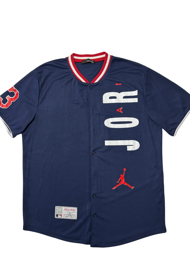 Three Wall Navy Blue “Jordan 23” Red & White Trim Baseball Jersey