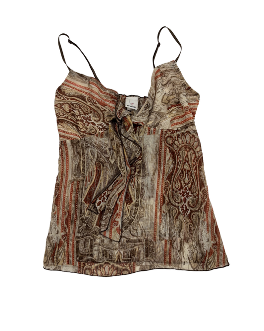 Newport Boho Y2K Metallic Paisley Print Cami Top - XXS