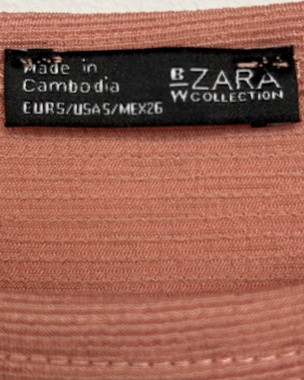 Zara Dusty Rose Textured Asymmetrical Ruffle Top