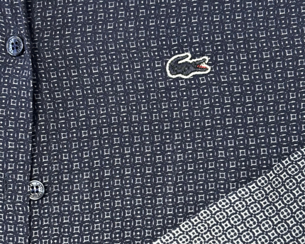 Lacoste Geometric Print Navy Blue Ombre Long Sleeve Shirt