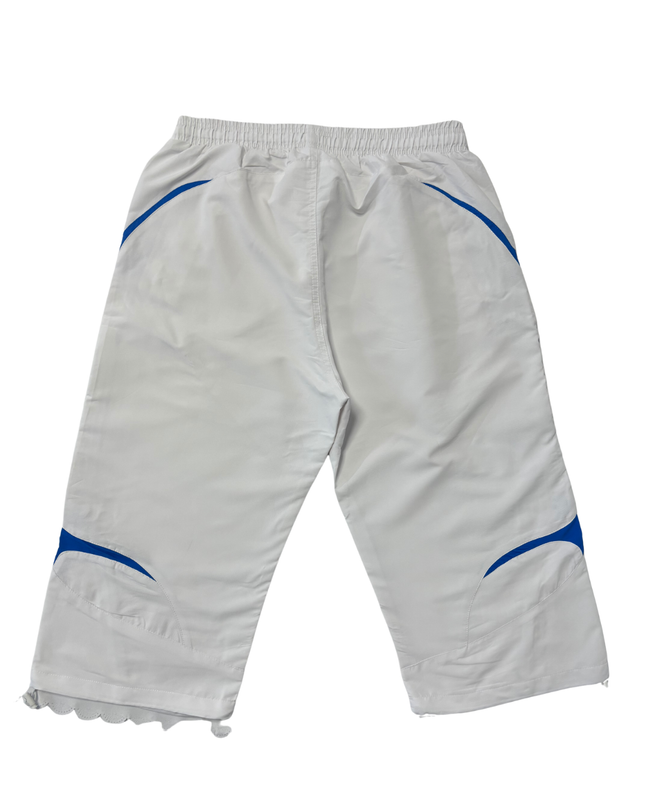 Nike White & Blue Swoosh Athletic Track Shorts - M | Waist: 30"