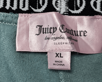 Juicy Couture Teal Green Velour Logo Waist Shorts