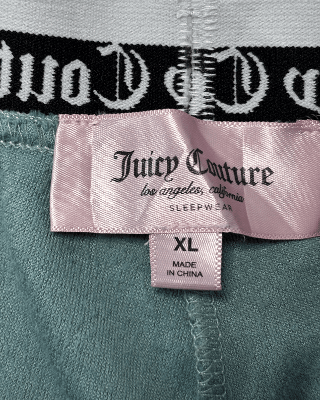 Juicy Couture Teal Green Velour Logo Waist Shorts