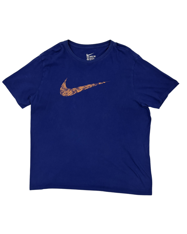 Nike Graphic Swoosh Athletic Cut Blue  T-Shirt - L