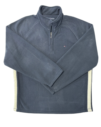 Tommy Hilfiger Navy Blue Quarter-Zip Waffle Fleece Pullover