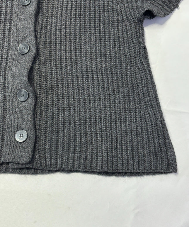 H&M Grey Chunky Knit Short Sleeve Button-Up Cardigan