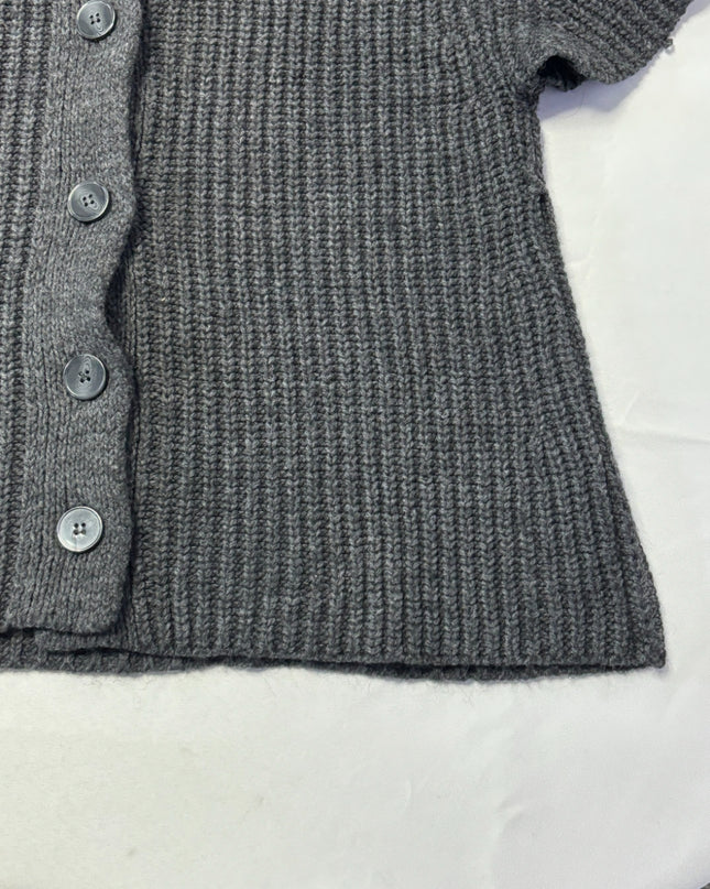 H&M Grey Chunky Knit Short Sleeve Button-Up Cardigan