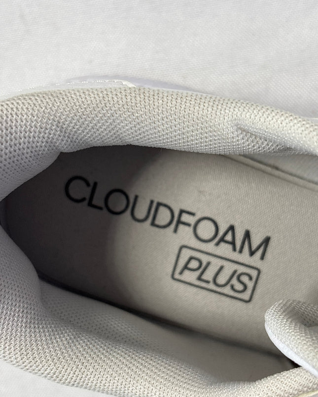 Adidas White Cloudfoam Plus Three-Stripes Sneakers