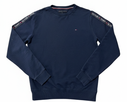 Tommy Hilfiger Navy Blue Logo Tape Crewneck Sweatshirt