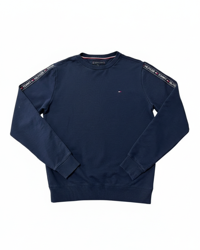 Tommy Hilfiger Navy Blue Logo Tape Crewneck Sweatshirt