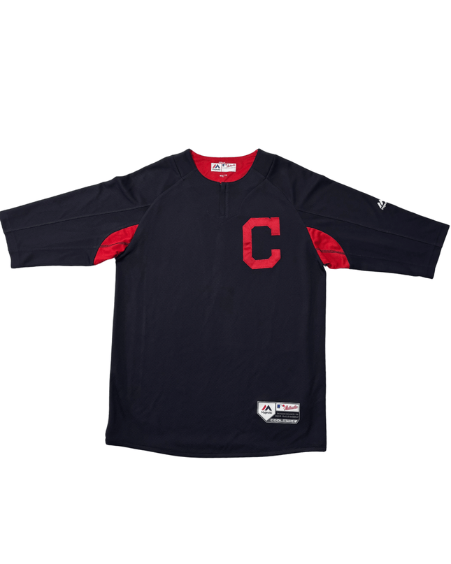 Majestic MLB Cleveland Indians Navy & Red Cool Base Batting Practice Jersey