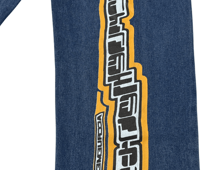 Ace Ruruets Galaxy Graphic Wide-Leg Blue Denim Jeans