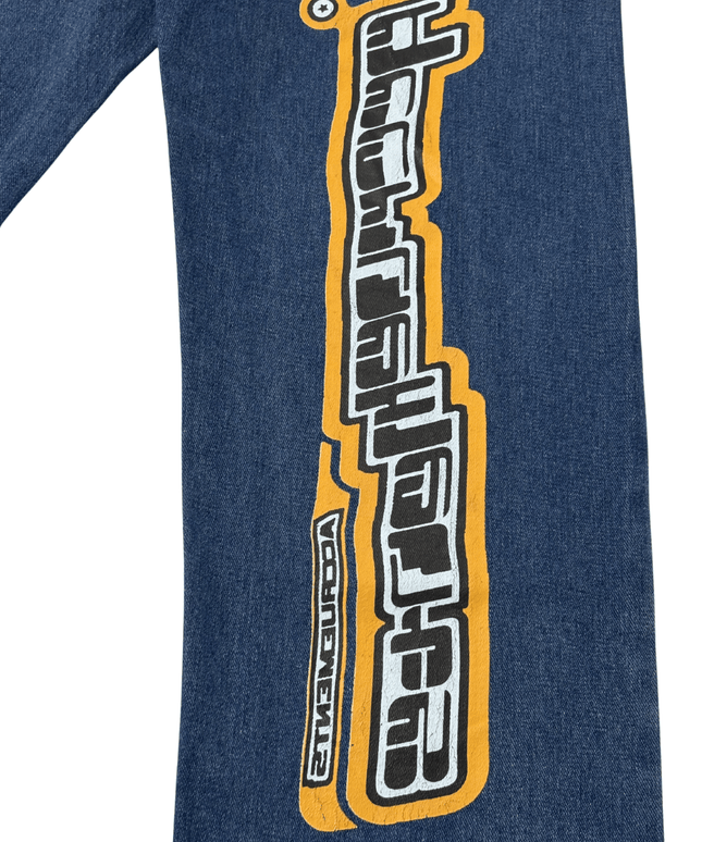 Ace Ruruets Galaxy Graphic Wide-Leg Blue Denim Jeans