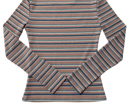Shein Ribbed Retro Striped Long Sleeve T-Shirt