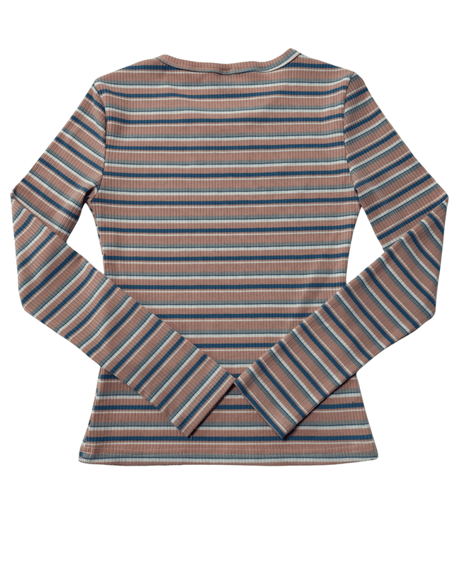 Shein Ribbed Retro Striped Long Sleeve T-Shirt