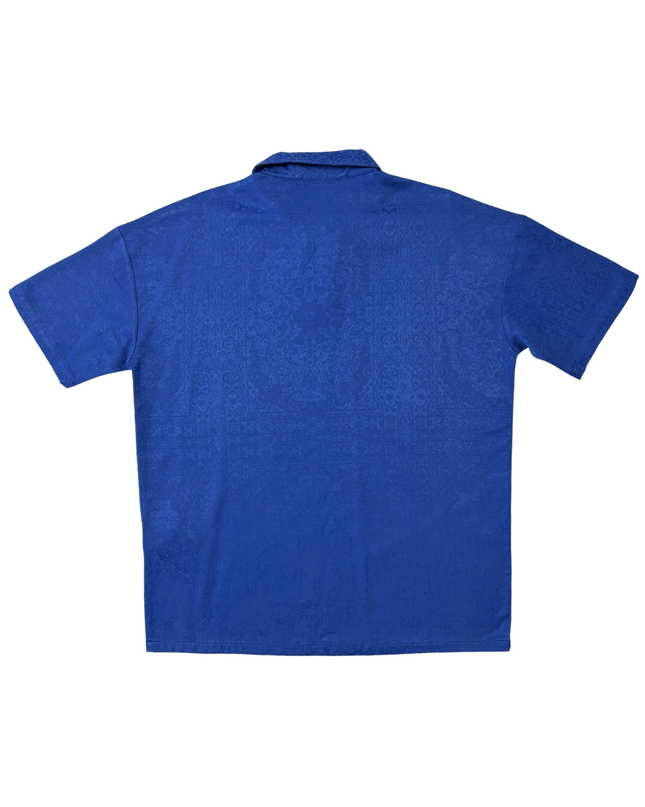 Les Benjamins Royal Blue Textured Jacquard Polo Shirt