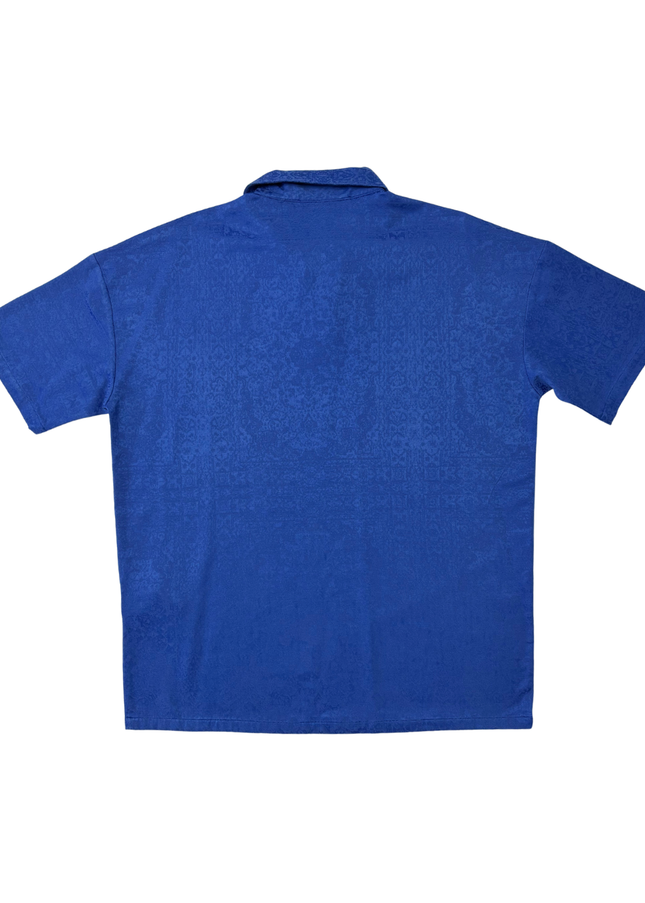 Les Benjamins Royal Blue Textured Jacquard Polo Shirt