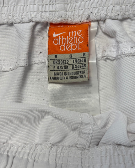 Nike White & Blue Swoosh Athletic Track Shorts - M | Waist: 30"