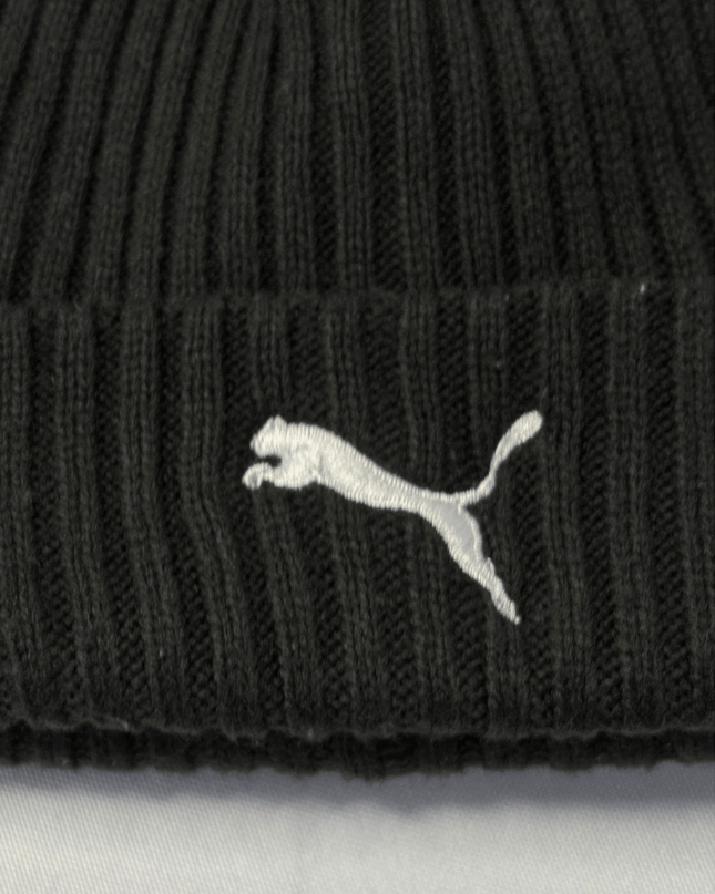 Puma Black Ribbed Knit Beanie